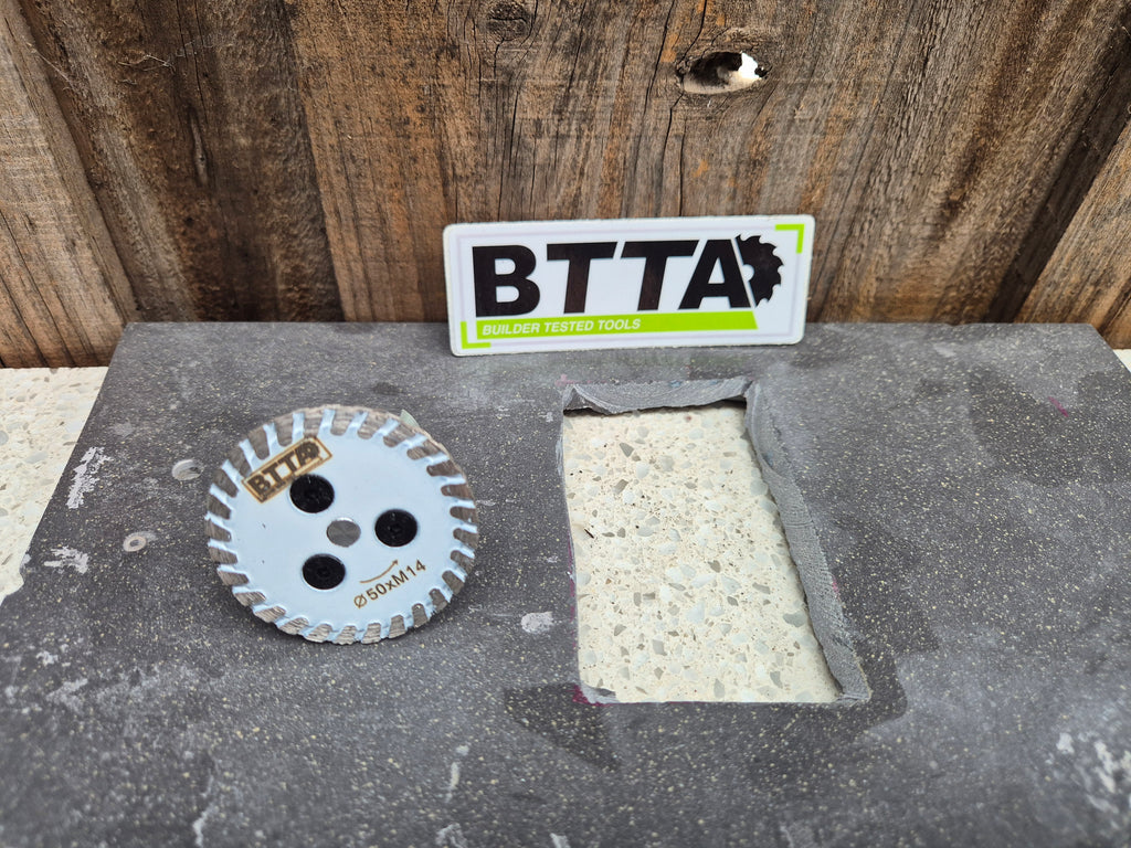 M14 diamond 50mm diameter porcelain/tile blade, screws onto the thread of grinder $24 inc GST Free shipping